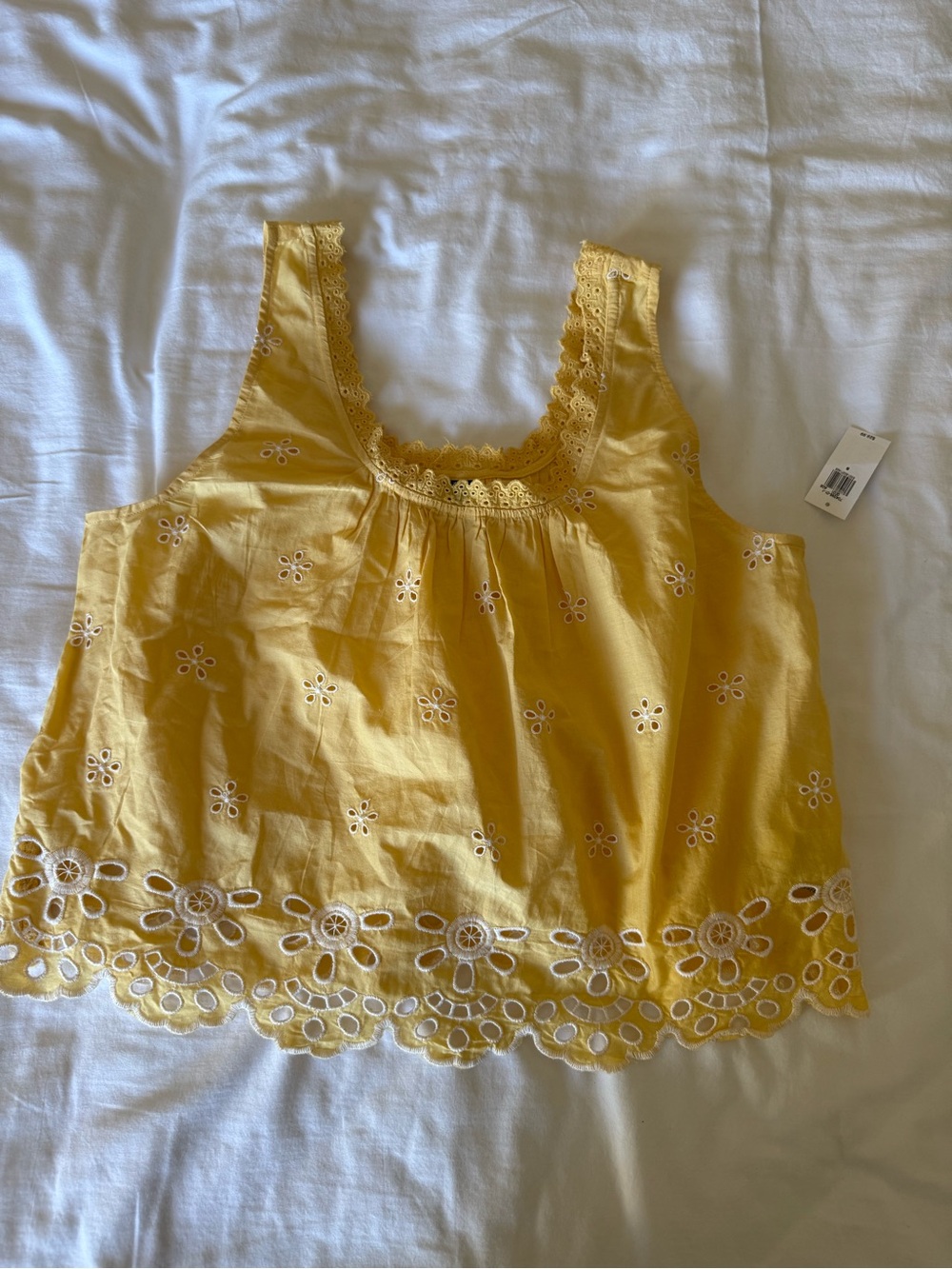 Old Navy Yellow Eyelet Lace Tank Top